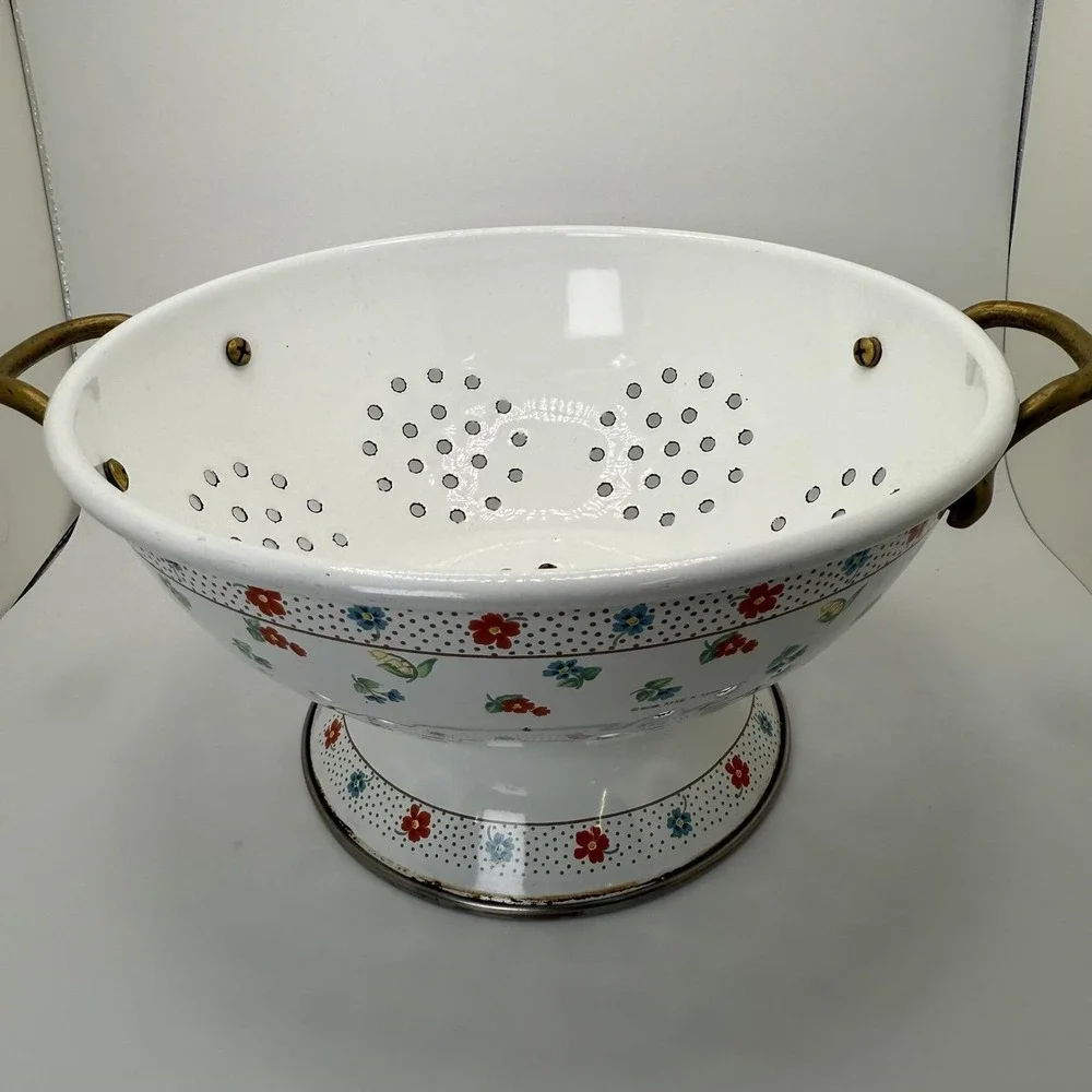 Vintage M. Kamenstein Inc.‎ Cast Iron Stainer Red and Blue Flowers